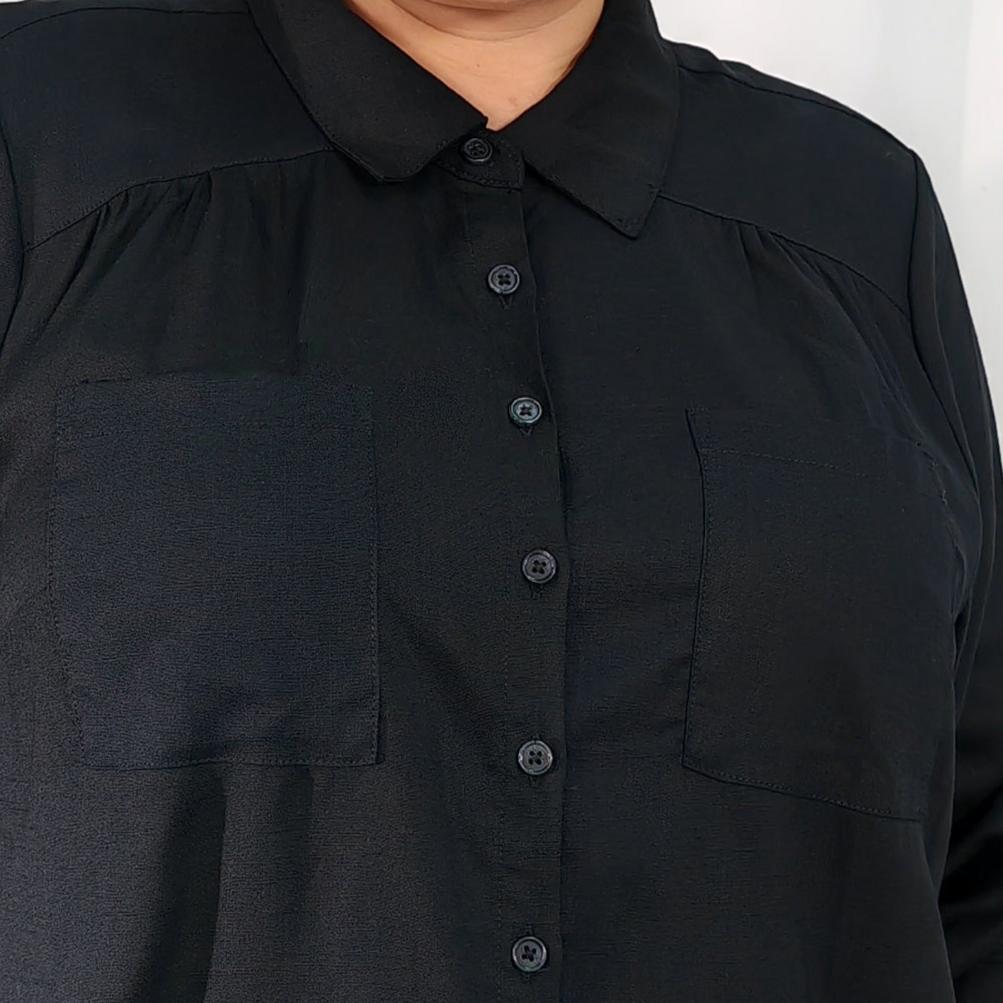 Black Linen Button Down Shirt