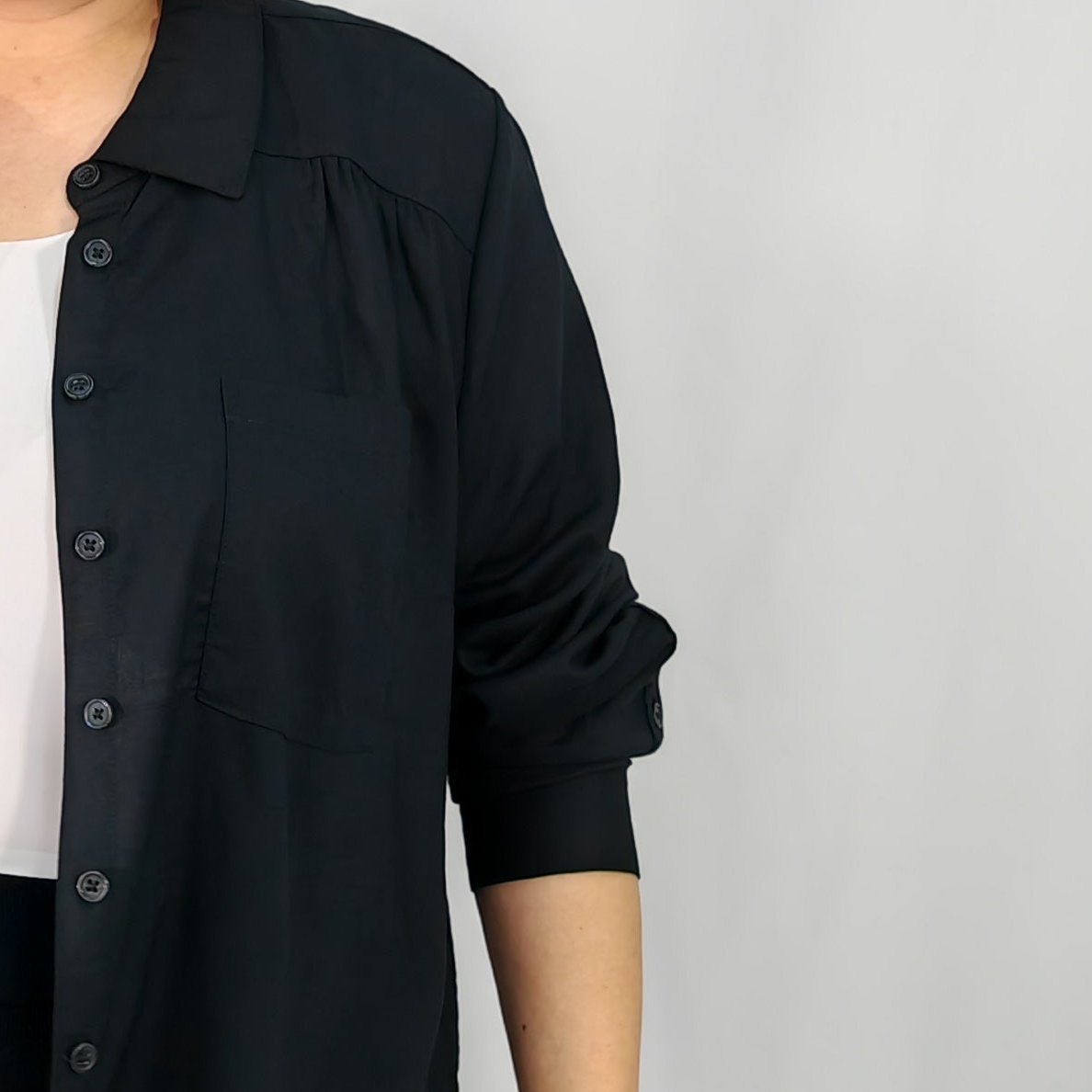 Black Linen Button Down Shirt