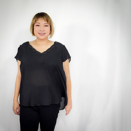 Lace Collars Black Blouse