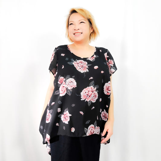 Roses graphic Short Long top