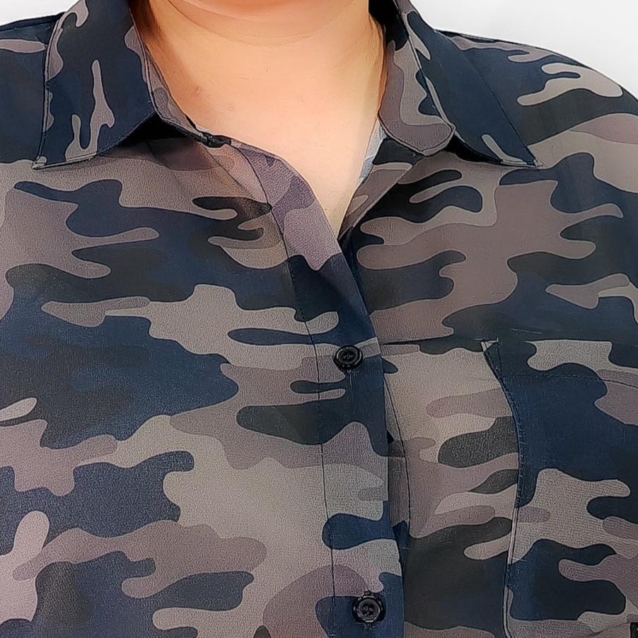 Camo Front tie Blouse