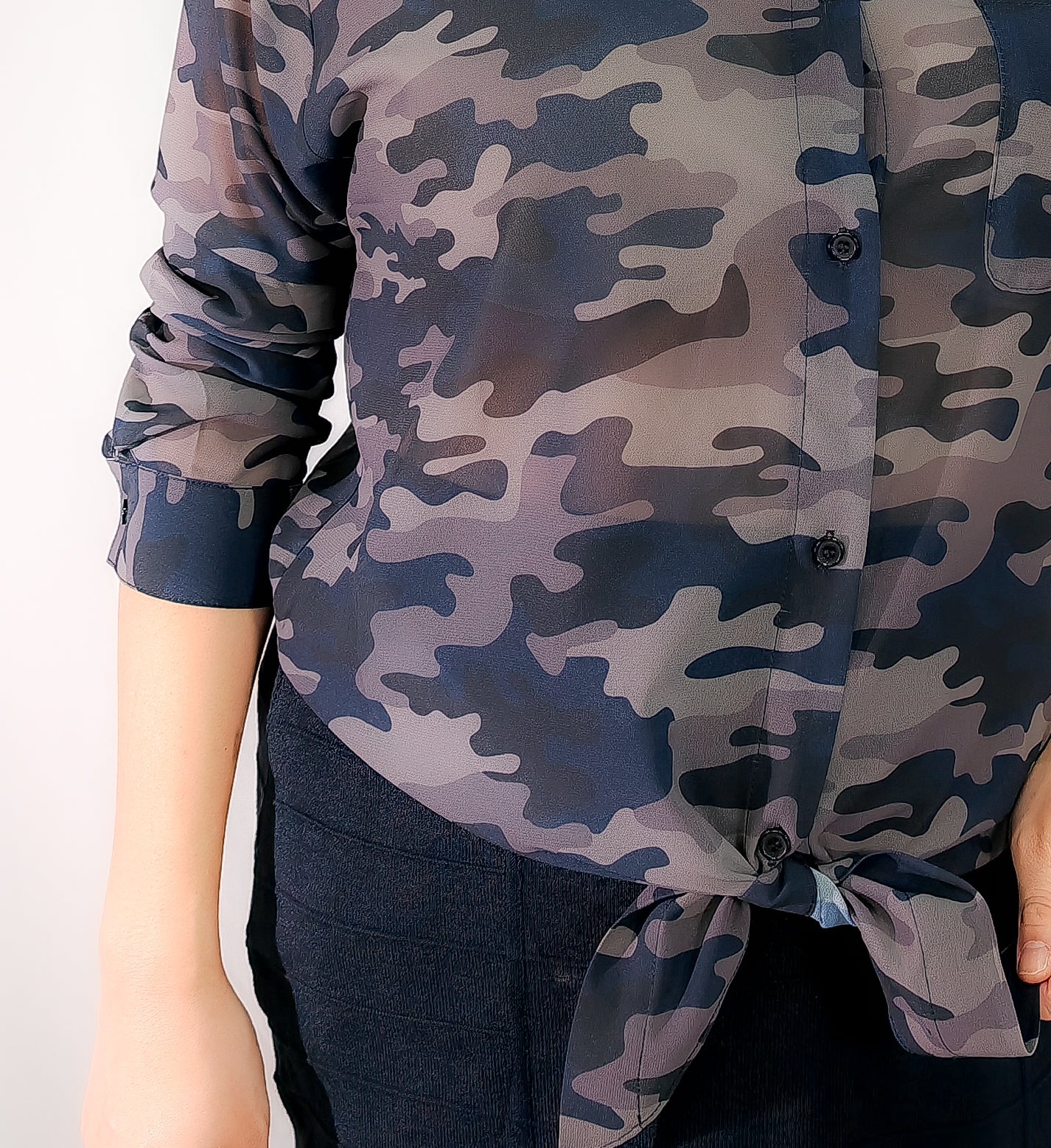 Camo Front tie Blouse