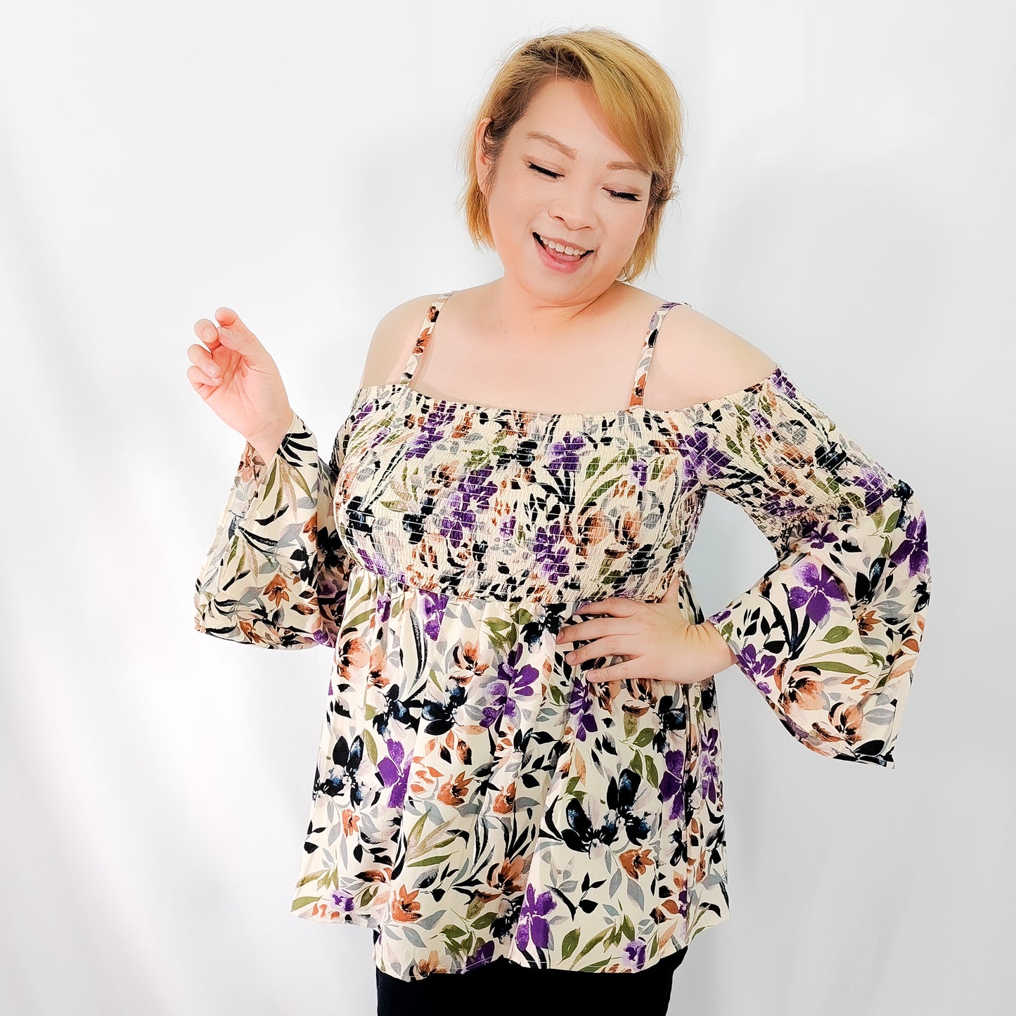 Buttercups Cold Shoulder Smock Top