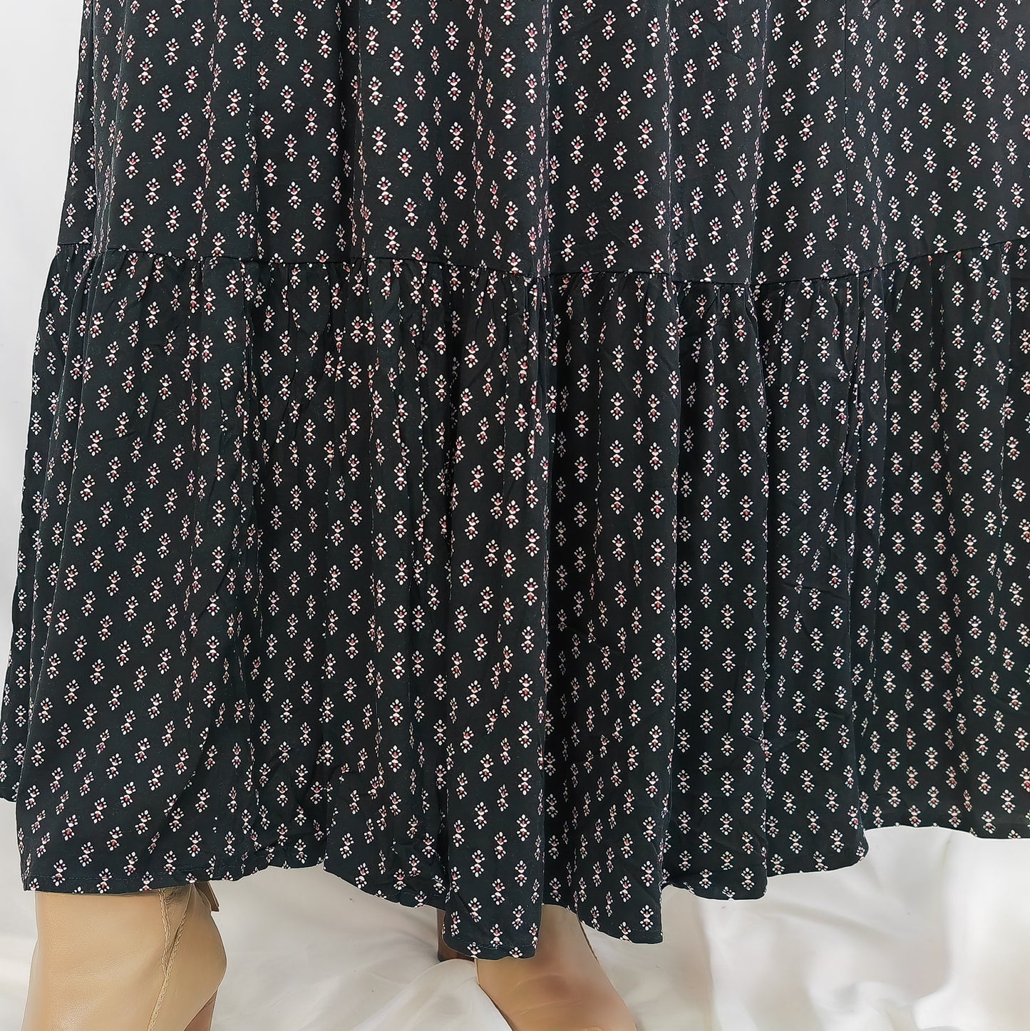 Black Maxi Dress with small flora motifs