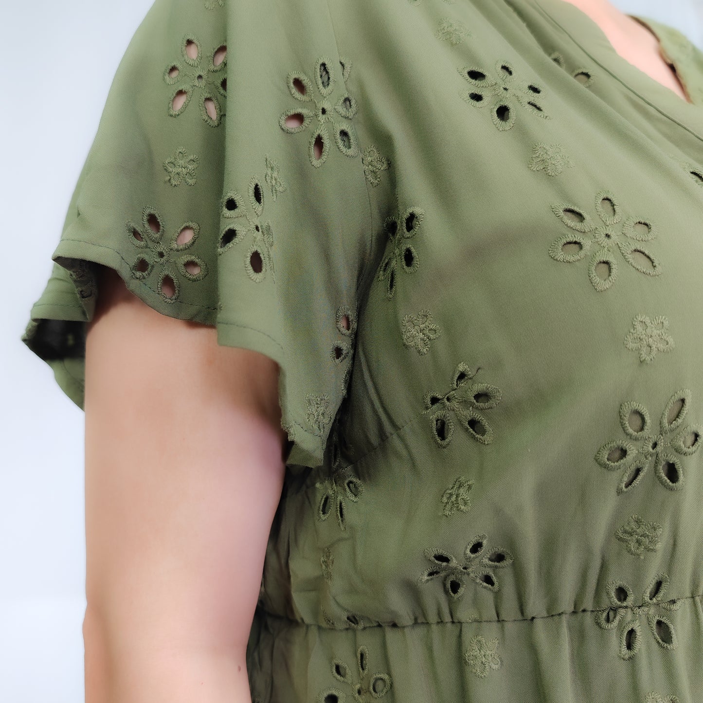 Eyelet Forest Green Blouse