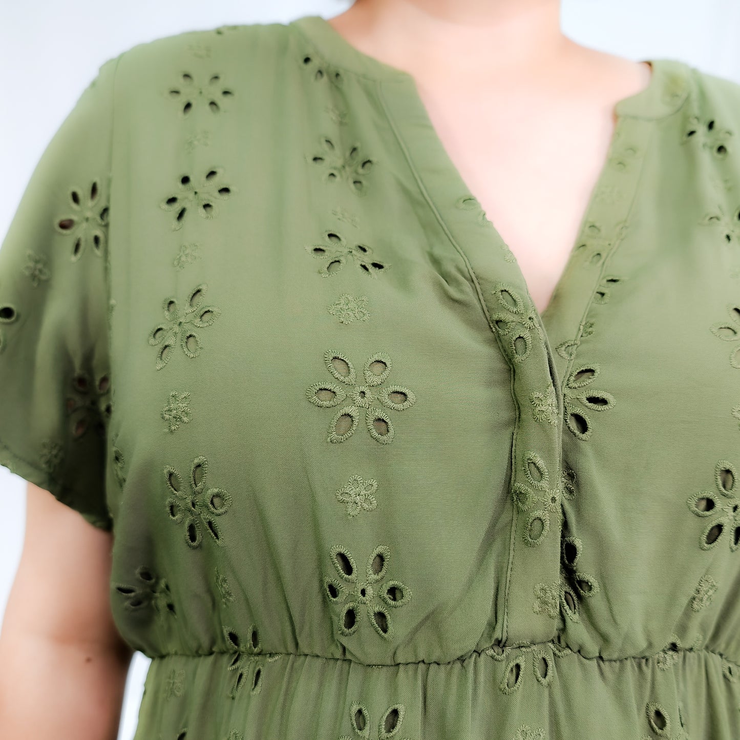 Eyelet Forest Green Blouse